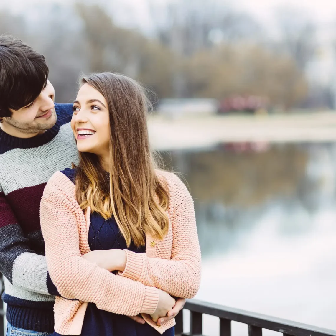 Young couple in love outdoor